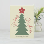 メリークリスマススクリプトツリーのスターレッドモダングリーン シーズンカード (スタンド正面)