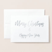 メリークリスマススクリプトデザインホリデーカード 箔カード (封筒付き正面)