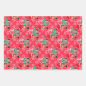 メリークリスマススクリプトナツクラッカーフェスティバルパターン ラッピングペーパーシート (正面)