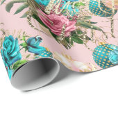 メリークリスマススクリプトバラ金ゴールドピンクブルーグリーン ラッピングペーパー (ロールコーナー)