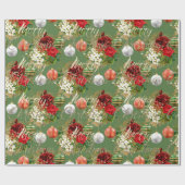 メリークリスマススクリプトバラ金ゴールドレッドスパークグリーン ラッピングペーパー (フラット)