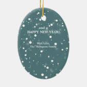 メリークリスマススクリプトピンクフラミンゴトロピカル セラミックオーナメント (裏面)