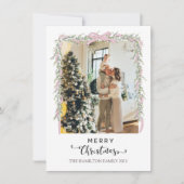 メリークリスマススクリプトピンクボウガーランドの写真 シーズンカード (正面)