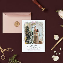 メリークリスマススクリプトピンクボウガーランドの写真