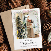 メリークリスマススクリプトピンクボウガーランドの写真 シーズンカード