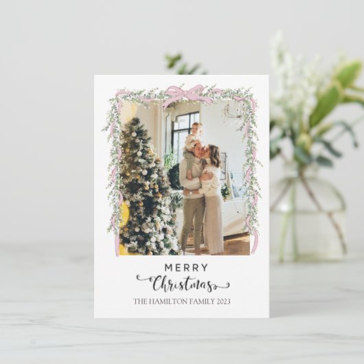 メリークリスマススクリプトピンクボウ写真 シーズンカード (スタンド正面)