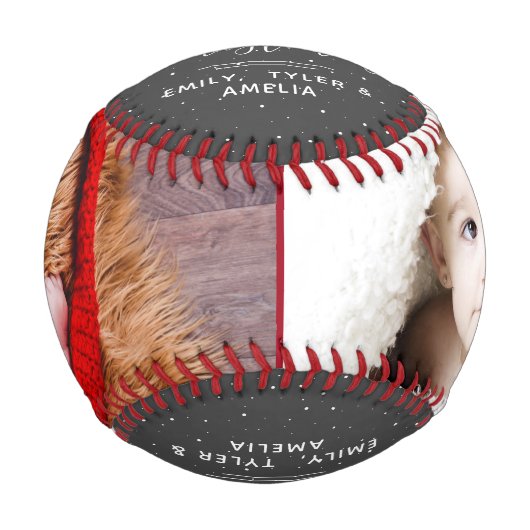 メリークリスマススクリプトファミリーフォトコラージュ 野球ボール (正面)