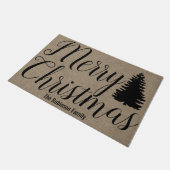 メリークリスマススクリプトフェイクとBurlapファミリー名 ドアマット (アングル)