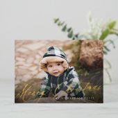 メリークリスマススクリプトフォイルのホリデーカード 箔シーズンカード (立ち正面)