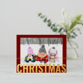 メリークリスマススクリプトフォトシンプルモダン 箔シーズンポストカード (立ち正面)