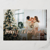 メリークリスマススクリプトフォトフォイルホリデーカード 箔シーズンカード (正面)