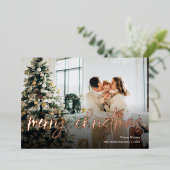 メリークリスマススクリプトフォトフォイルホリデーカード 箔シーズンカード (立ち正面)