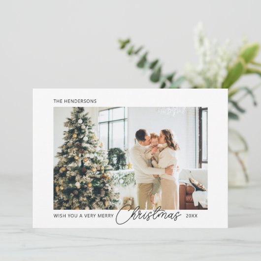 メリークリスマススクリプトフォトホリデーカード シーズンカード (スタンド正面)