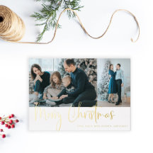 メリークリスマススクリプトフォトホリデーモダン金ゴールド