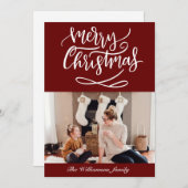 メリークリスマススクリプトフォトレッド シーズンカード (正面/裏面)