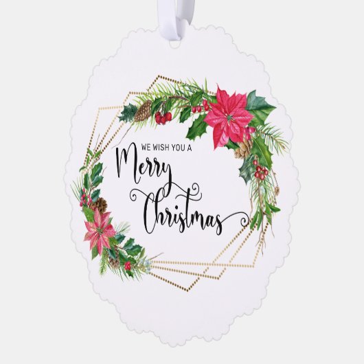 メリークリスマススクリプトフローラ(金ゴールドビーズ付きフレーム) オーナメントカード (左)