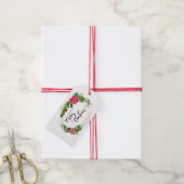 メリークリスマススクリプトフローラ(金ゴールドビーズ付きフレーム) ギフトタグ (より糸付き)