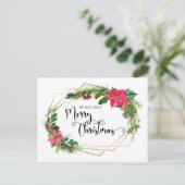 メリークリスマススクリプトフローラ(金ゴールドビーズ付きフレーム) シーズンポストカード (スタンド正面)