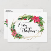 メリークリスマススクリプトフローラ(金ゴールドビーズ付きフレーム) シーズンポストカード (正面/裏面)