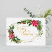 メリークリスマススクリプトフローラ(金ゴールドビーズ付きフレーム) 箔シーズンカード (立ち正面)