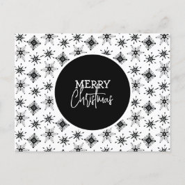 メリークリスマススクリプトブラックスノーフレークスパターン ポストカード