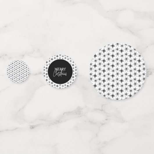 メリークリスマススクリプトブラックスノーフレーク コンフェッティ (正面)