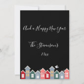 メリークリスマススクリプトブラックフローラパーソナライズ シーズンカード (裏面)