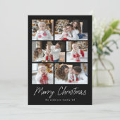 メリークリスマススクリプトブラック6フォトコラージュ シーズンカード (スタンド正面)