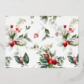 メリークリスマススクリプトベリー葉ズフォトコラージュ 箔シーズンカード (裏面)