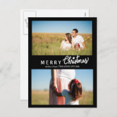 メリークリスマススクリプトホリデーブラックツーフォト シーズンポストカード (正面/裏面)