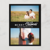 メリークリスマススクリプトホリデーブラックツーフォト シーズンポストカード (正面)