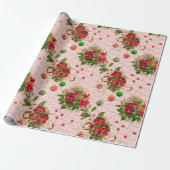 メリークリスマススクリプトボーブル金ゴールドピンクローズ ラッピングペーパー (アンロールド)