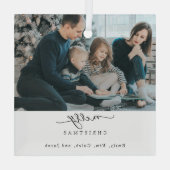 メリークリスマススクリプトモダンフォトシックミニマル ガラスオーナメント (裏面)