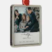 メリークリスマススクリプトモダンフォトシックミニマル メタルオーナメント (右)