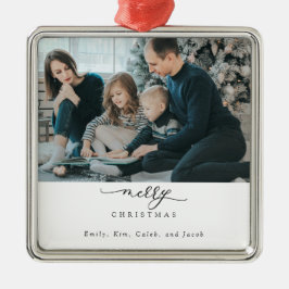 メリークリスマススクリプトモダンフォトシックミニマル メタルオーナメント