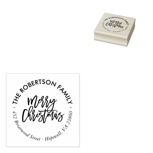 メリークリスマススクリプトラウンド差出人住所スタンプ ラバースタンプ (押印)