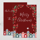 メリークリスマススクリプトレッドフローラパーソナライズ シーズンカード (正面/裏面)