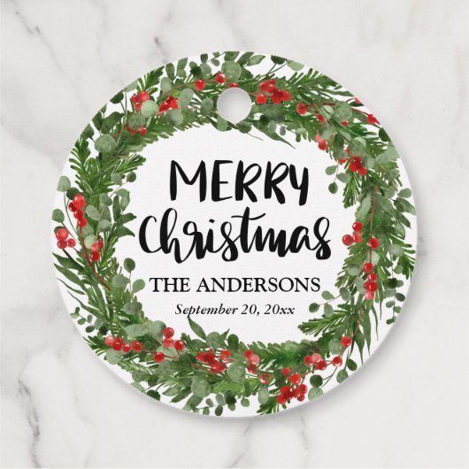 メリークリスマススクリプトレッドホリー葉リース フェイバータグ (裏面)