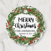 メリークリスマススクリプトレッドホリー葉リース フェイバータグ (正面)