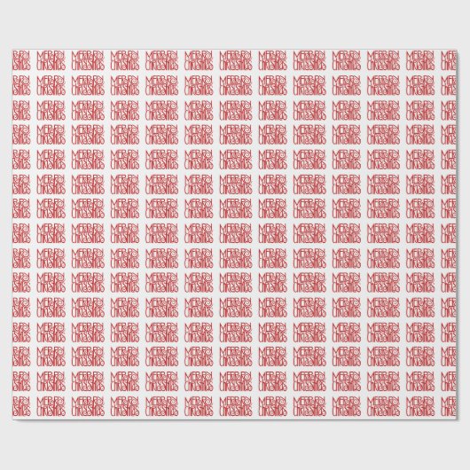 メリークリスマススクリプトレッドホワイトホリデー ラッピングペーパー (フラット)