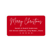 メリークリスマススクリプトレッド差出人住所 ラベル (正面)