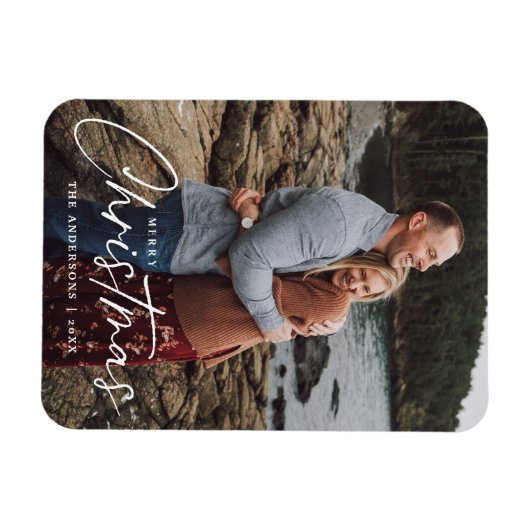 メリークリスマススクリプト休日の写真 マグネット (横)