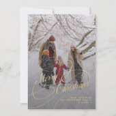 メリークリスマススクリプト写真コラージュのホリデーカード シーズンカード (正面)