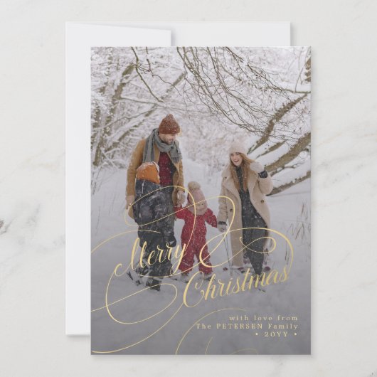 メリークリスマススクリプト写真コラージュのホリデーカード シーズンカード (正面)