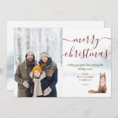 メリークリスマススクリプト冬のキツネ写真 シーズンカード (正面/裏面)