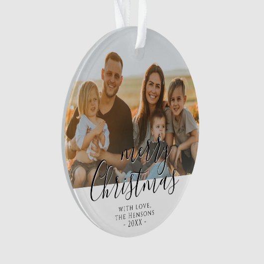 メリークリスマススクリプト家族写真 オーナメント (正面)