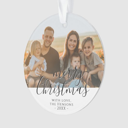 メリークリスマススクリプト家族写真 オーナメント (正面)
