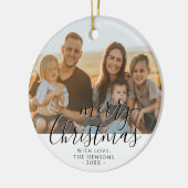 メリークリスマススクリプト家族写真 セラミックオーナメント (左)