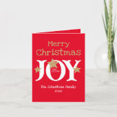 メリークリスマススクリプト折り畳み赤ホリデーカード シーズンカード (正面)