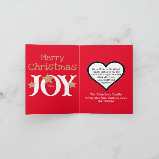 メリークリスマススクリプト折り畳み赤ホリデーカード シーズンカード (内部)